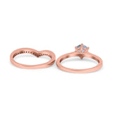 Two Piece Round Natural Stone Chevron Ring