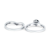 Two Piece Round Natural Stone Chevron Ring