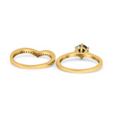 Two Piece Round Natural Stone Chevron Ring