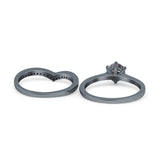 Two Piece Round Natural Stone Chevron Ring