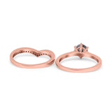 Two Piece Round Natural Stone Chevron Ring