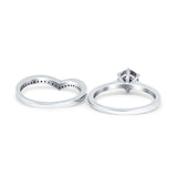 Two Piece Round Natural Stone Chevron Ring