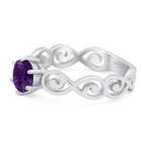 Round Natural Stone Solitaire Ring