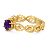 Round Natural Stone Solitaire Ring