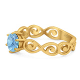 Round Natural Stone Solitaire Ring