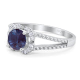 Art Deco Round Natural Stone Floral Ring