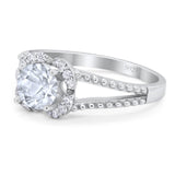 Art Deco Round Natural Stone Floral Ring