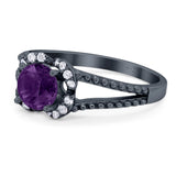 Art Deco Round Natural Stone Floral Ring