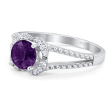 Art Deco Round Natural Stone Floral Ring