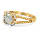 Art Deco Round Natural Stone Floral Ring