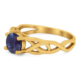 Vintage Style Round Natural Stone Trinity Ring