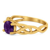 Vintage Style Round Natural Stone Trinity Ring