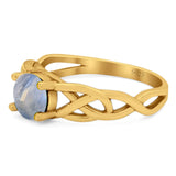 Vintage Style Round Natural Stone Trinity Ring