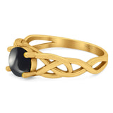 Vintage Style Round Natural Stone Trinity Ring
