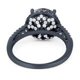 Art Deco Round Natural Stone Halo Ring