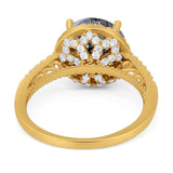Art Deco Round Natural Stone Halo Ring