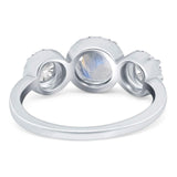 Three Stone Round Natural Stone Ring