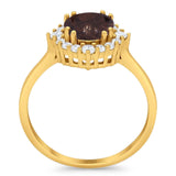 Art Deco Round Natural Stone Halo Ring