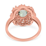 Vintage Style Oval Natural Stone Floral Ring