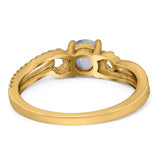 Art Deco Round Natural Stone Curved Ring