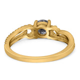 Art Deco Round Natural Stone Curved Ring