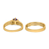 Two Piece Round Natural Stone Ring