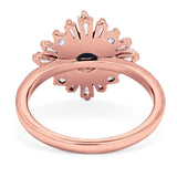 Art Deco Round Natural Stone Cocktail Ring