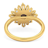 Art Deco Round Natural Stone Cocktail Ring