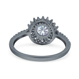Floral Art Deco Round Natural Stone Ring