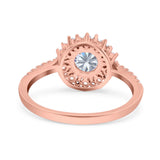 Floral Art Deco Round Natural Stone Ring
