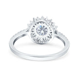 Floral Art Deco Round Natural Stone Ring