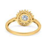 Floral Art Deco Round Natural Stone Ring