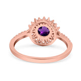 Floral Art Deco Round Natural Stone Ring
