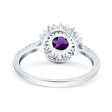 Floral Art Deco Round Natural Stone Ring