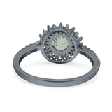 Floral Art Deco Round Natural Stone Ring