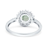 Floral Art Deco Round Natural Stone Ring