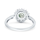 Floral Art Deco Round Natural Stone Ring