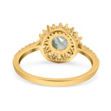 Floral Art Deco Round Natural Stone Ring