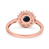 Floral Art Deco Round Natural Stone Ring