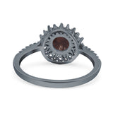 Floral Art Deco Round Natural Stone Ring