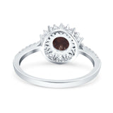 Floral Art Deco Round Natural Stone Ring