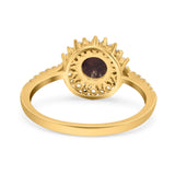 Floral Art Deco Round Natural Stone Ring