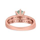 Art Deco Round Natural Stone Wedding Set Ring