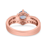 Two Piece Round Natural Stone Art Deco Ring