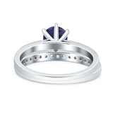 Two Piece Round Natural Stone Art Deco Ring