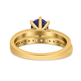 Two Piece Round Natural Stone Art Deco Ring