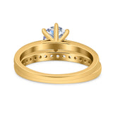Two Piece Round Natural Stone Art Deco Ring