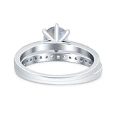 Two Piece Round Natural Stone Art Deco Ring