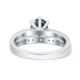 Two Piece Round Natural Stone Art Deco Ring