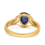 Art Deco Pear Teardrop Natural Stone Ring